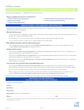 American Express @ Work Enrolment Form
