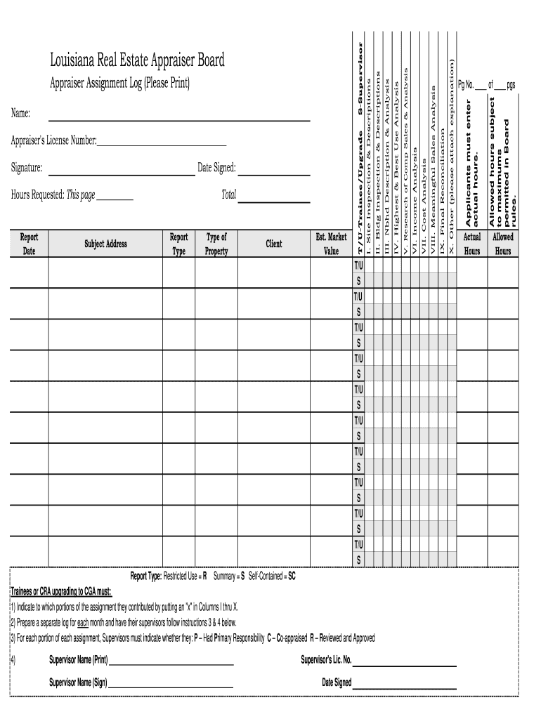 Fillable Online reab state la Louisiana Real Estate Appraiser Board TU