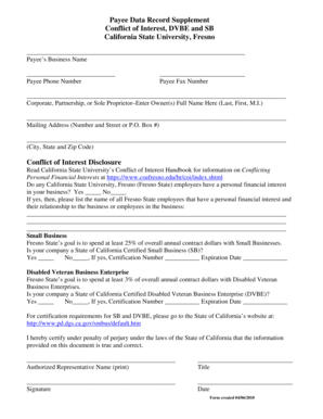 Payee Data Record Supplement
