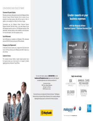 Malaysia Airlines American Express Platinum Business Card Application