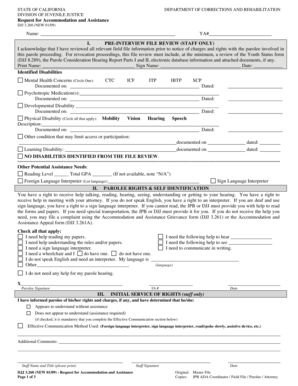 California Request for Accommodation and Assistance Form