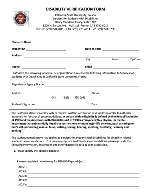 Disability Verification Form