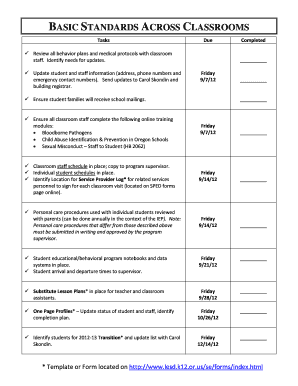 Classroom Compliance Checklist