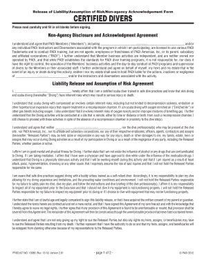 Release of Liability/Assumption of Risk/Non-agency Acknowledgement Form
