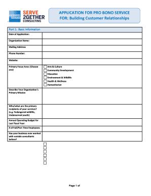 Application for Pro Bono Service