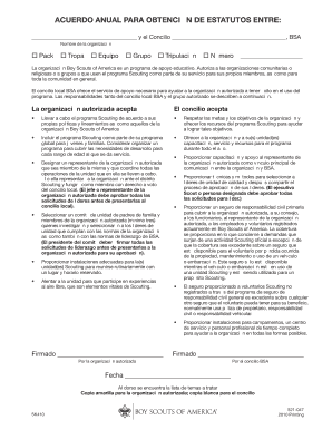 ACUERDO ANUAL PARA OBTENCIÓN DE ESTATUTOS