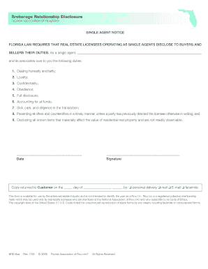 Florida Single Agent Notice