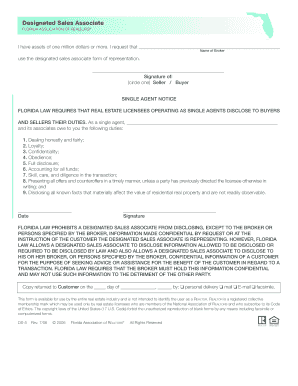 Designated Sales Associate Form