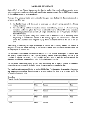 Florida Landlord Tenant Security Deposit Notice