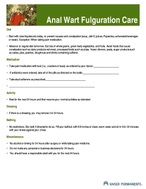 Anal Wart Fulguration Care Instructions