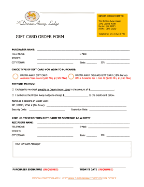Gift Card Order Form