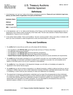 US Treasury Auctions Submitter Agreement