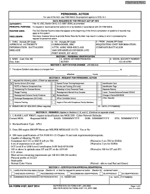 DA Form 4187 Personnel Action