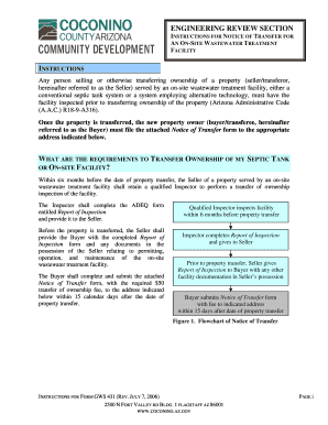 Arizona Notice of Transfer for On-Site Wastewater Treatment Facility