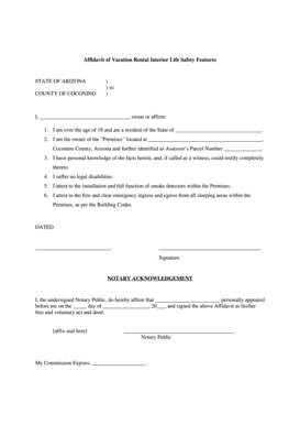 Affidavit of Vacation Rental Safety Features