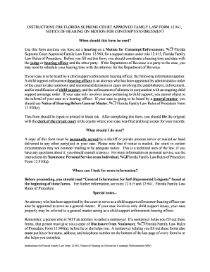 Florida Notice of Hearing on Motion for Contempt/Enforcement