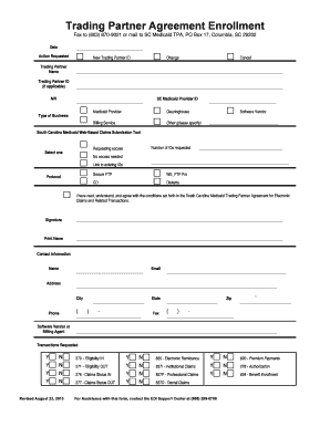 South Carolina Medicaid Trading Partner Agreement