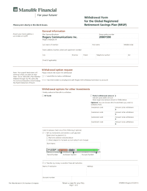Rogers RRSP Withdrawal Form