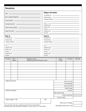 Commercial Invoice Template