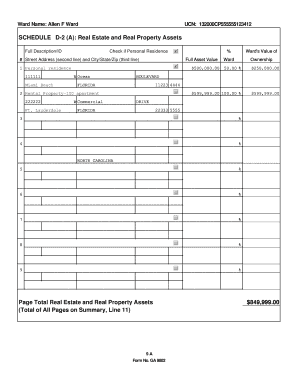 Schedule D-2 Real Estate and Real Property Assets