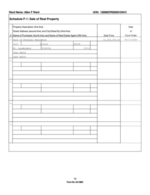 Schedule F-1 Sale of Real Property