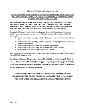 Motion for Modification of Injunction for Protection Against Domestic Violence