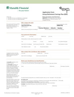 Group Retirement Savings Plan Application Form