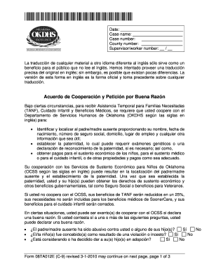 Acuerdo de Cooperación y Petición por Buena Razón