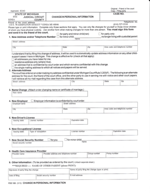 Michigan Change in Personal Information Form