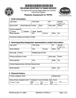 Physician Assessment for TEFRA Home Care
