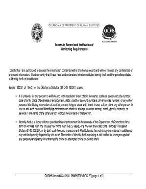 Oklahoma Access to Record and Verification Form