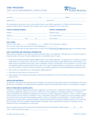 DMD PROGRAM 2015 2016 SUPPLEMENTAL APPLICATION - dental upenn