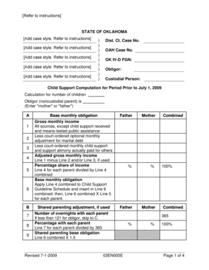 Oklahoma Child Support Computation Form
