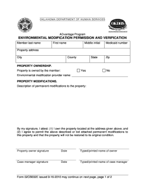ADvantage Program Environmental Modification Permission