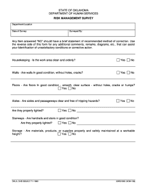 Oklahoma Risk Management Survey Form