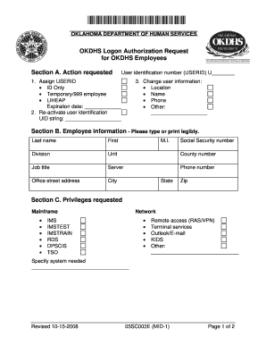 OKDHS Logon Authorization Request