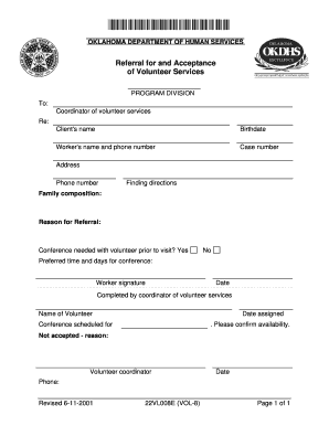 Oklahoma Volunteer Services Referral Form