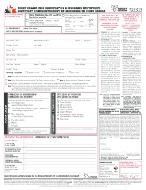 Rugby Canada Registration & Insurance Certificate