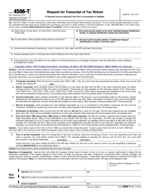 IRS Form 4506-T Request for Transcript of Tax Return