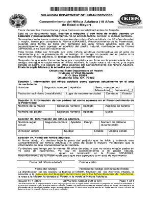 Consentimiento del Niño/a Adulto/a (18 Años de Edad o Mayor)
