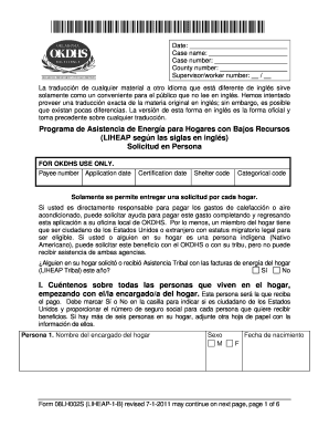 Formulario de Solicitud de LIHEAP de Oklahoma