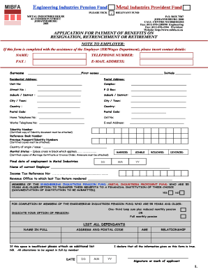 Engineering Industries Pension Fund Application