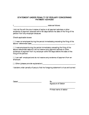 Statement Under Penalty of Perjury Concerning Payment Advices