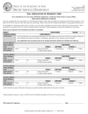 TVDL Verification of Residency Form