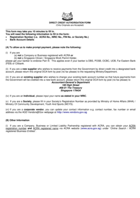 Singapore Direct Credit Authorisation Form