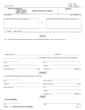 Michigan Substitution of Attorney Form