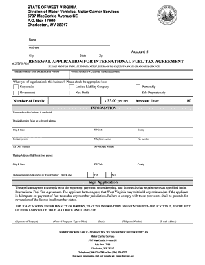 West Virginia IFTA Renewal Application
