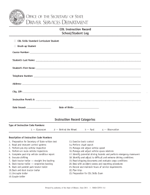 CDL Student Instruction Record