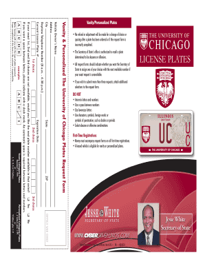 University of Chicago Vanity License Plate Request Form