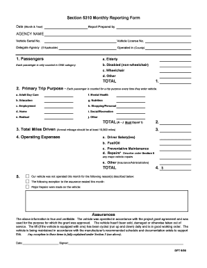 Section 5310 Monthly Reporting Form